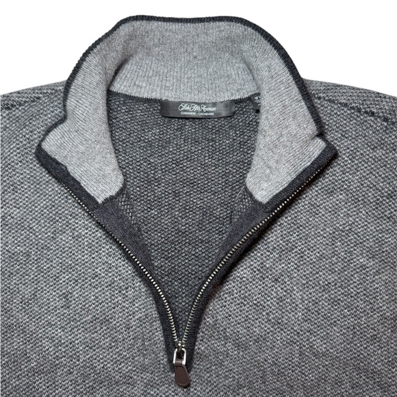 Saks Fifth Avenue Men’s Cashmere Quarter Zip Sweater Charcoal Size M - Picture 5 of 12
